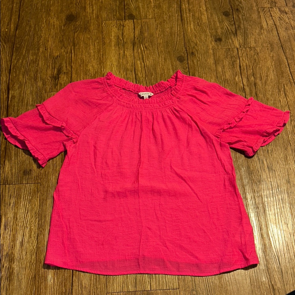 Nanette Lepore Fuchsia Ruffle Sleeve Blouse